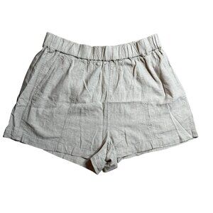 Madewell Womens Pull On Linen-Blend Elastic Waist Shorts Pockets Beige Large NWT